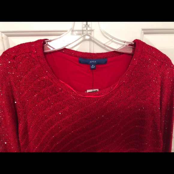 Red fancy sequin knotwith chiffon underlay MED - Picture 5 of 7